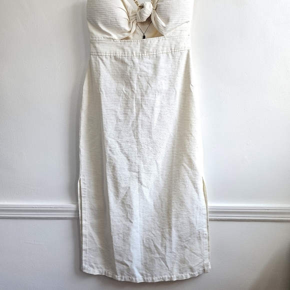 New ADRIANA DEGREAS Montaigne Cut-Out Chain Detail Off White Midi Dress Medium - Picture 9 of 12